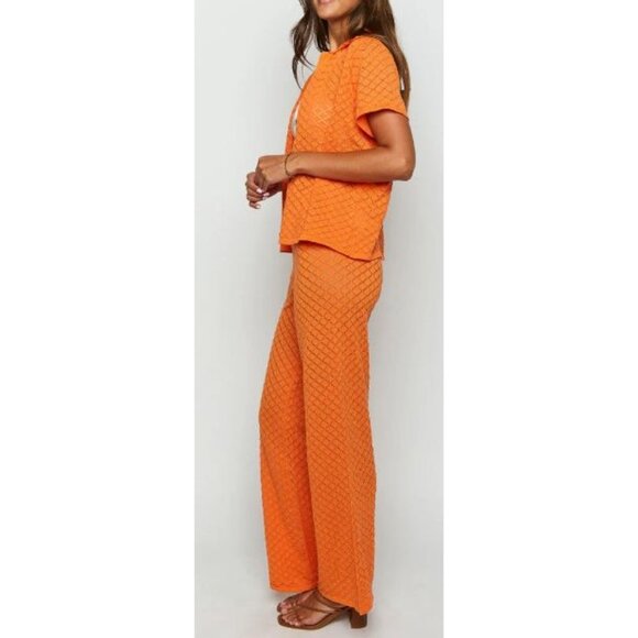 Beginning Boutique Zaida Orange Knit Wide Leg Knit Pants‎ US 2 $69 NWT Chic Fun - Picture 5 of 16